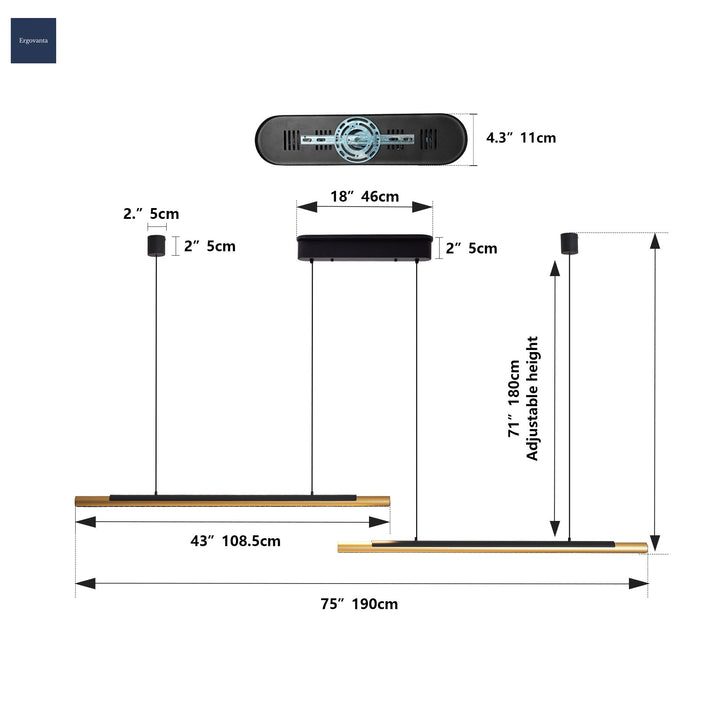 75-Inch Black and Gold Dual Tube LED
