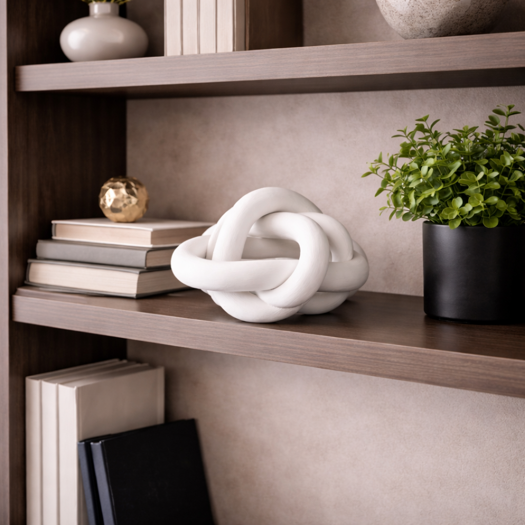 Hand-Carved Wooden Chain Link Decor, styled hero shot