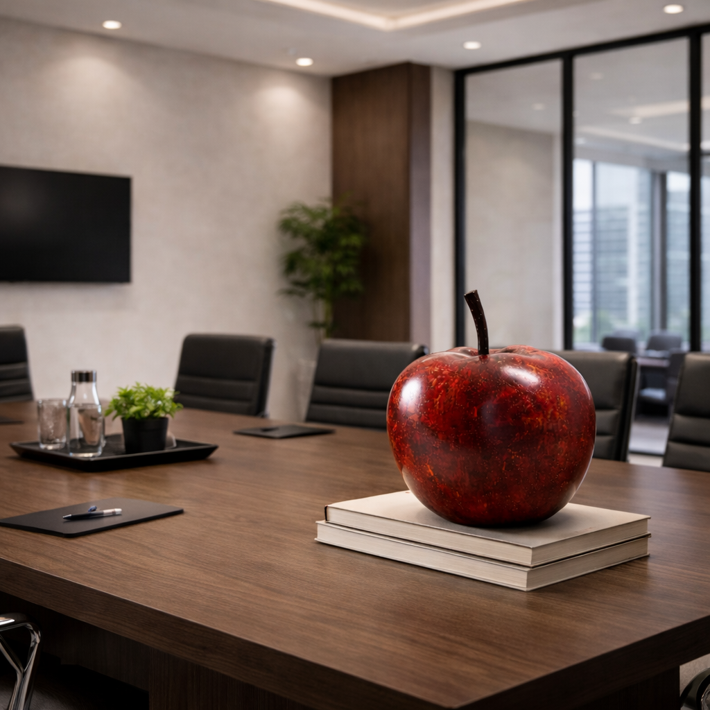Hand-Painted Apple Sculpture, Red 3