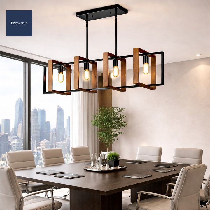 4-Light Rectangular Pendant Chandelier scene 7