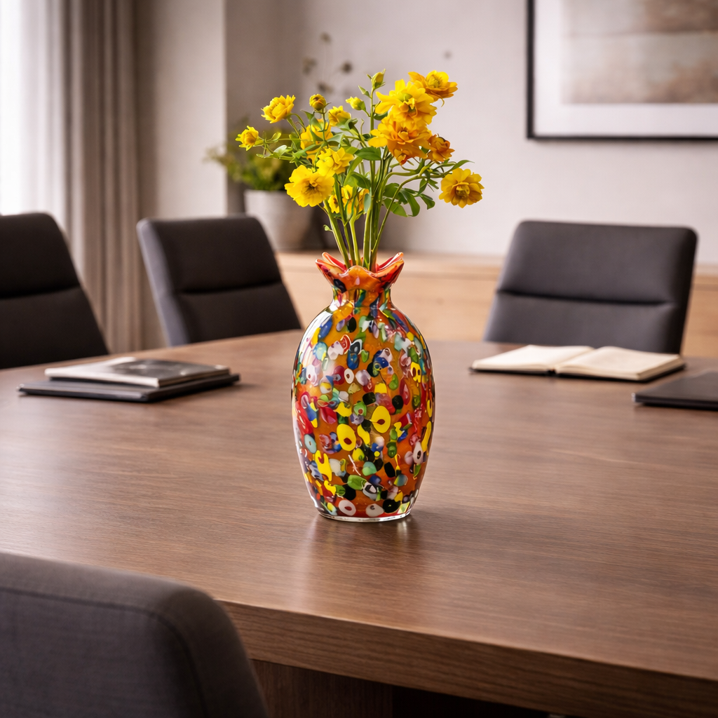 Decorative Glass Flower Vase, styled hero shot 3