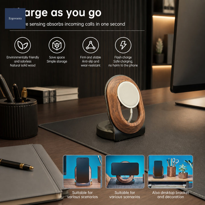 Walnut Magnetic Wireless Charger Stand