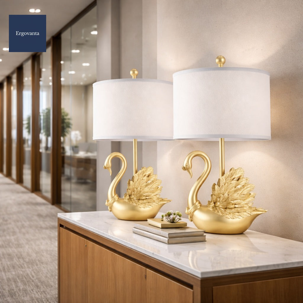 Golden Swan Table Lamp Set scene 2