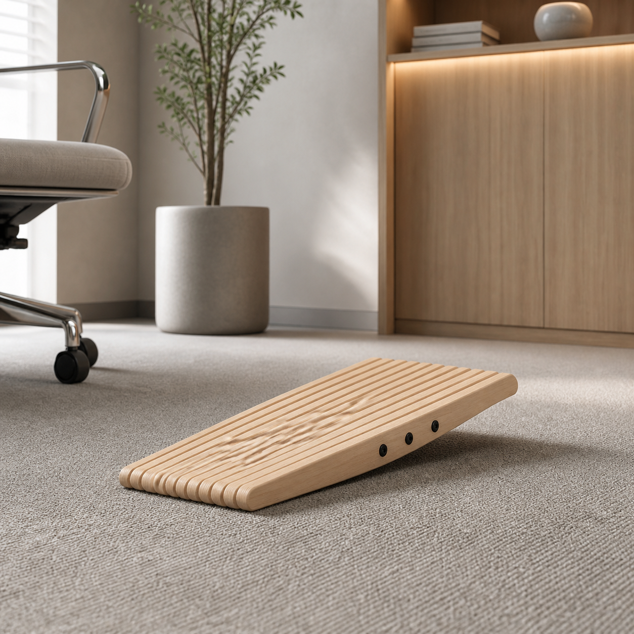 Under-Desk Wooden Foot Massage Board, styled hero shot 2