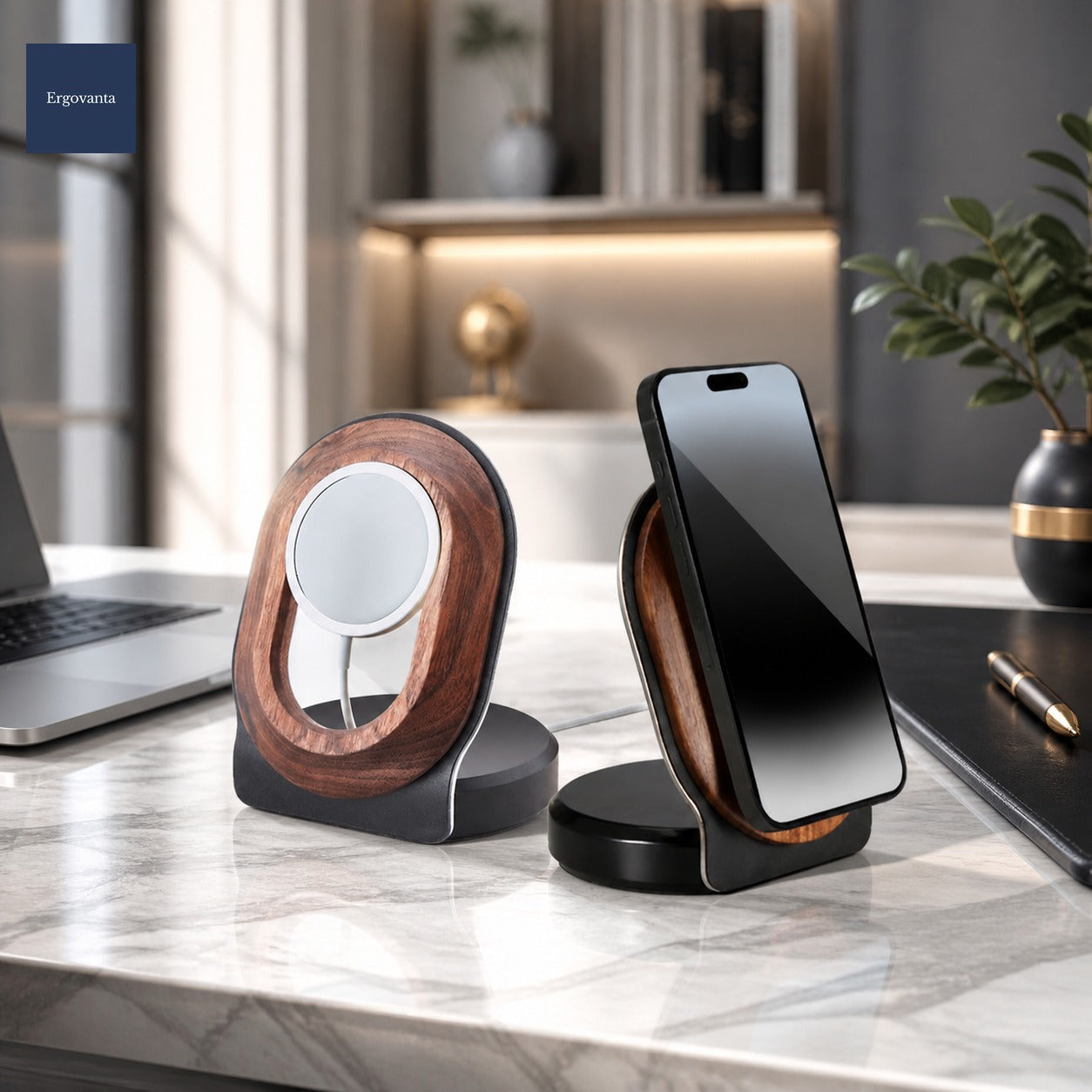 Walnut Magnetic Wireless Charger Stand