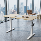 Ascent Electric Standing Desk - Maple top with white frame