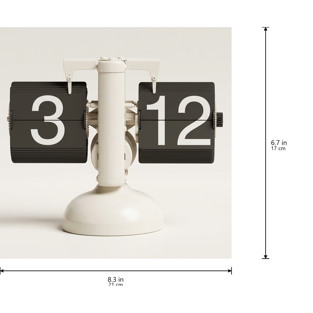Retro flip clock dimensions, white