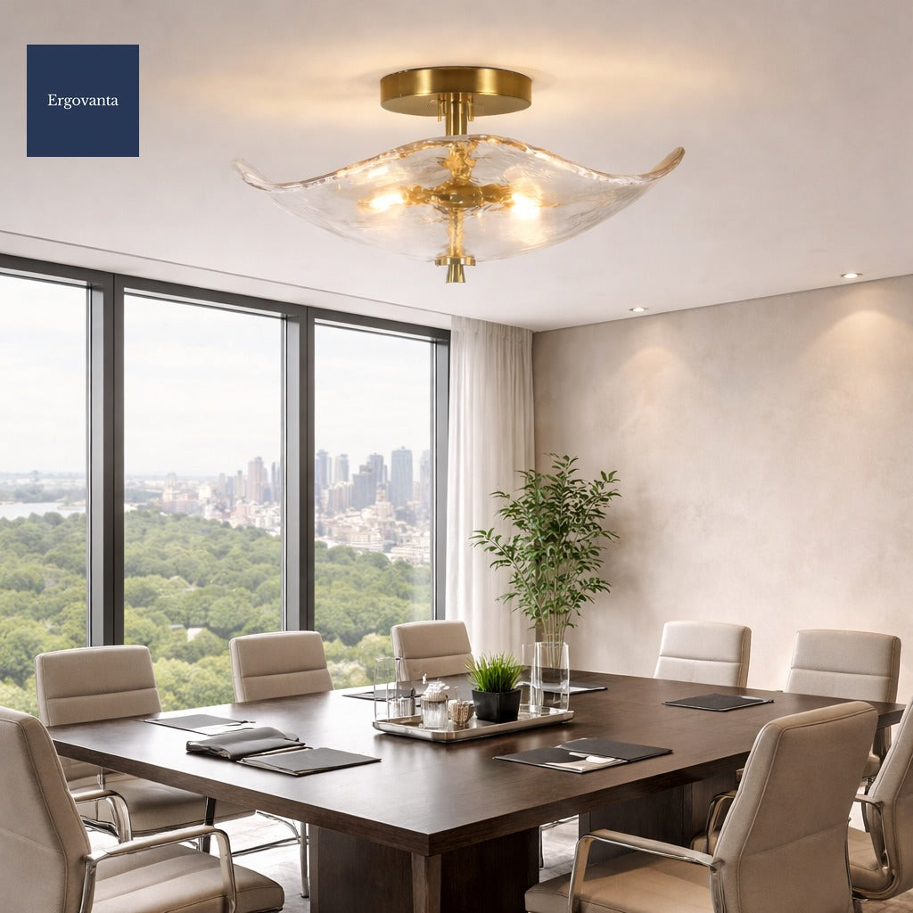 Modern Gold Semi-Flush Ceiling Light scene 6