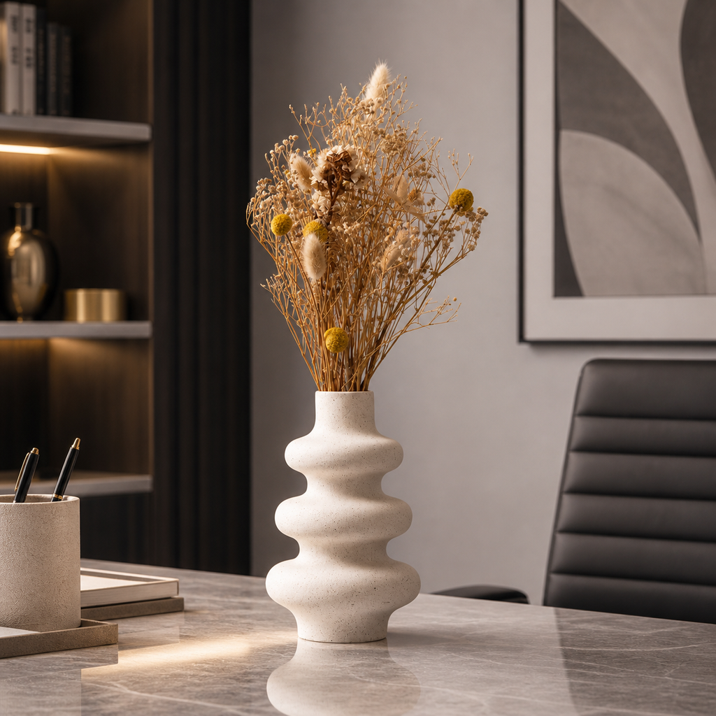 Frosted Ceramic Grain Vase, styled hero shot 2