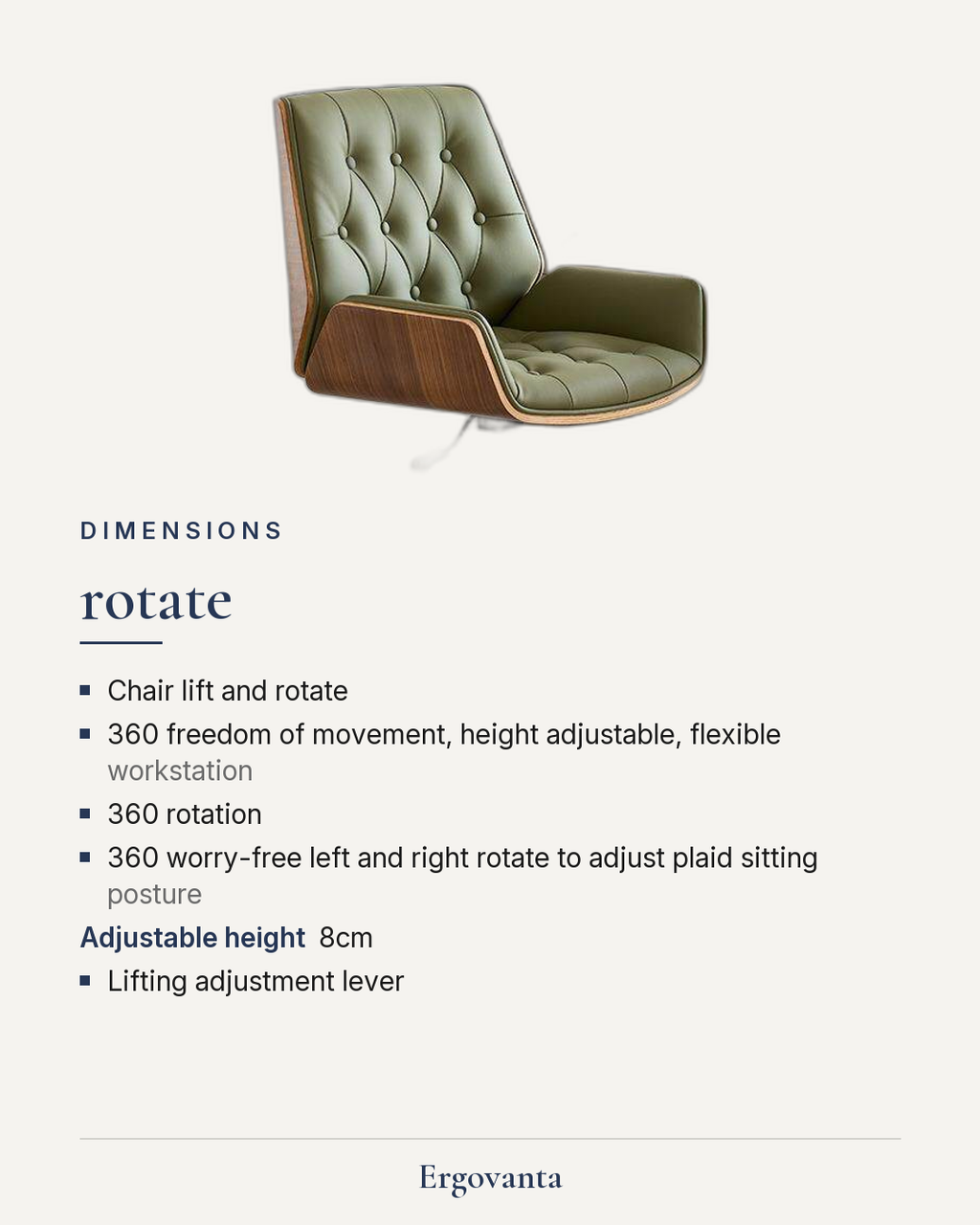 Bentwood tufted office chair editorial card