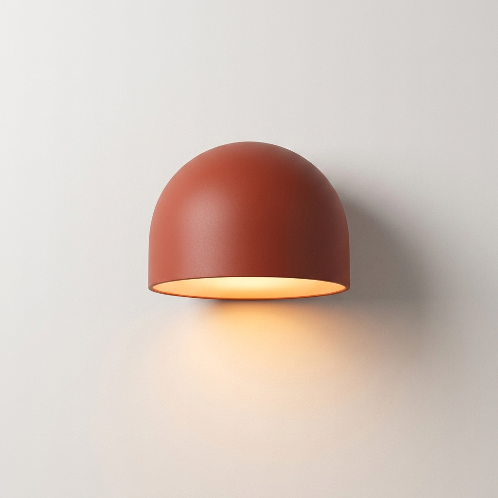 Glazed dome sconce, brick red