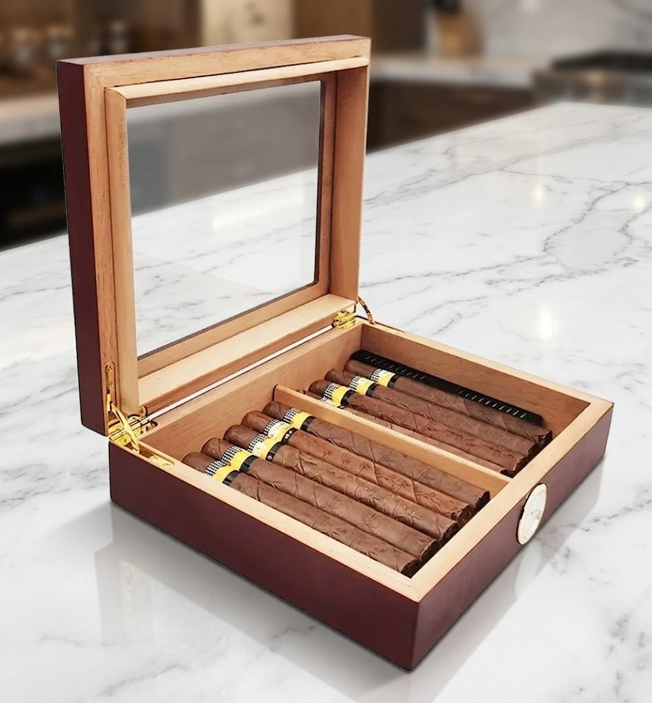 Cedar Wood Cigar Box, styled hero shot 2