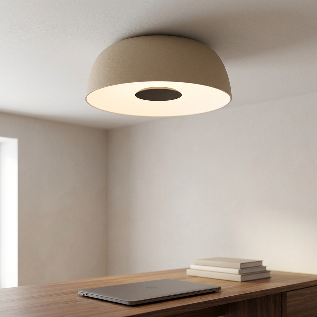 Nordic dome ceiling light over a workspace