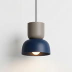 Stacked pendant, medium gray and blue