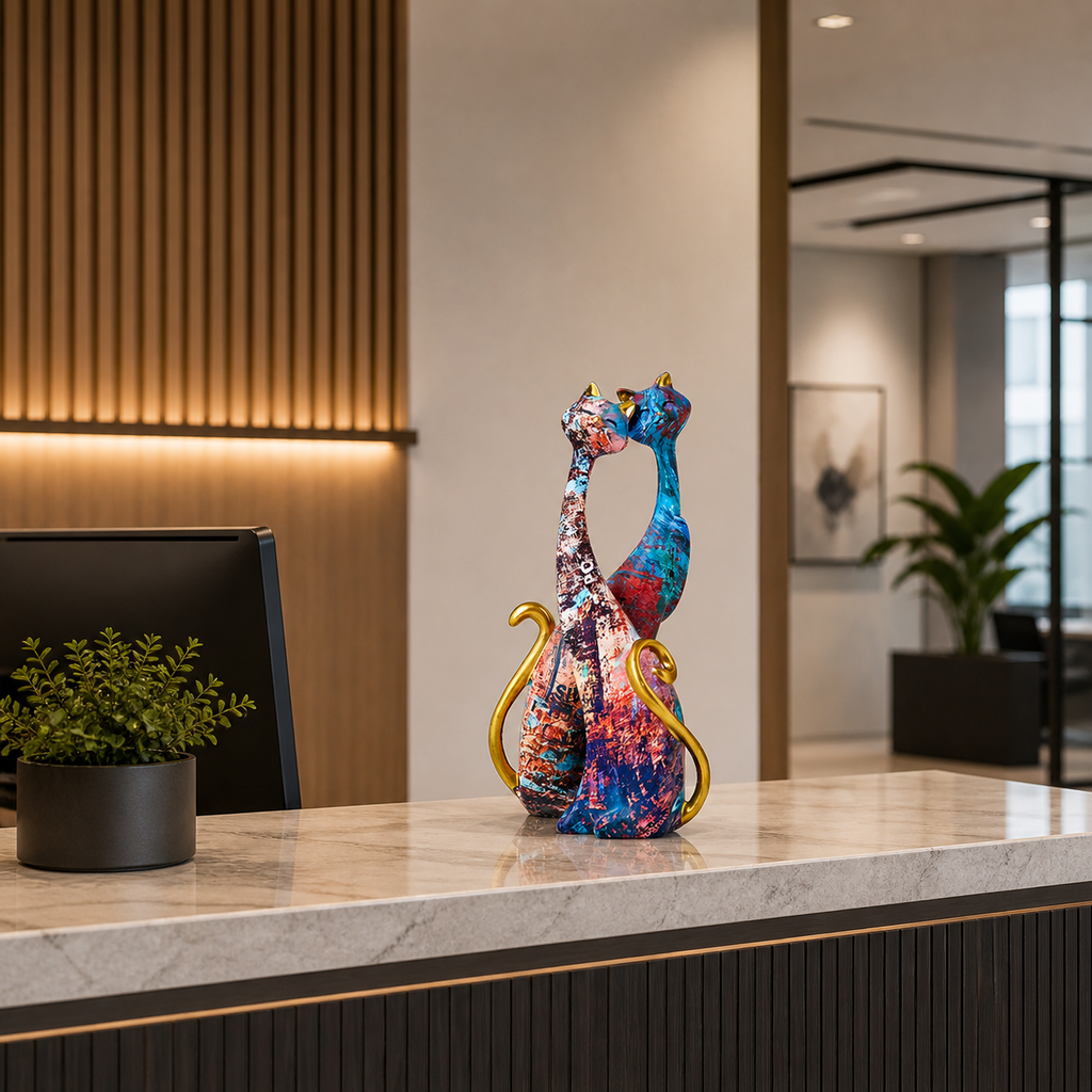 Modern Abstract Cat Sculpture, styled hero shot 3