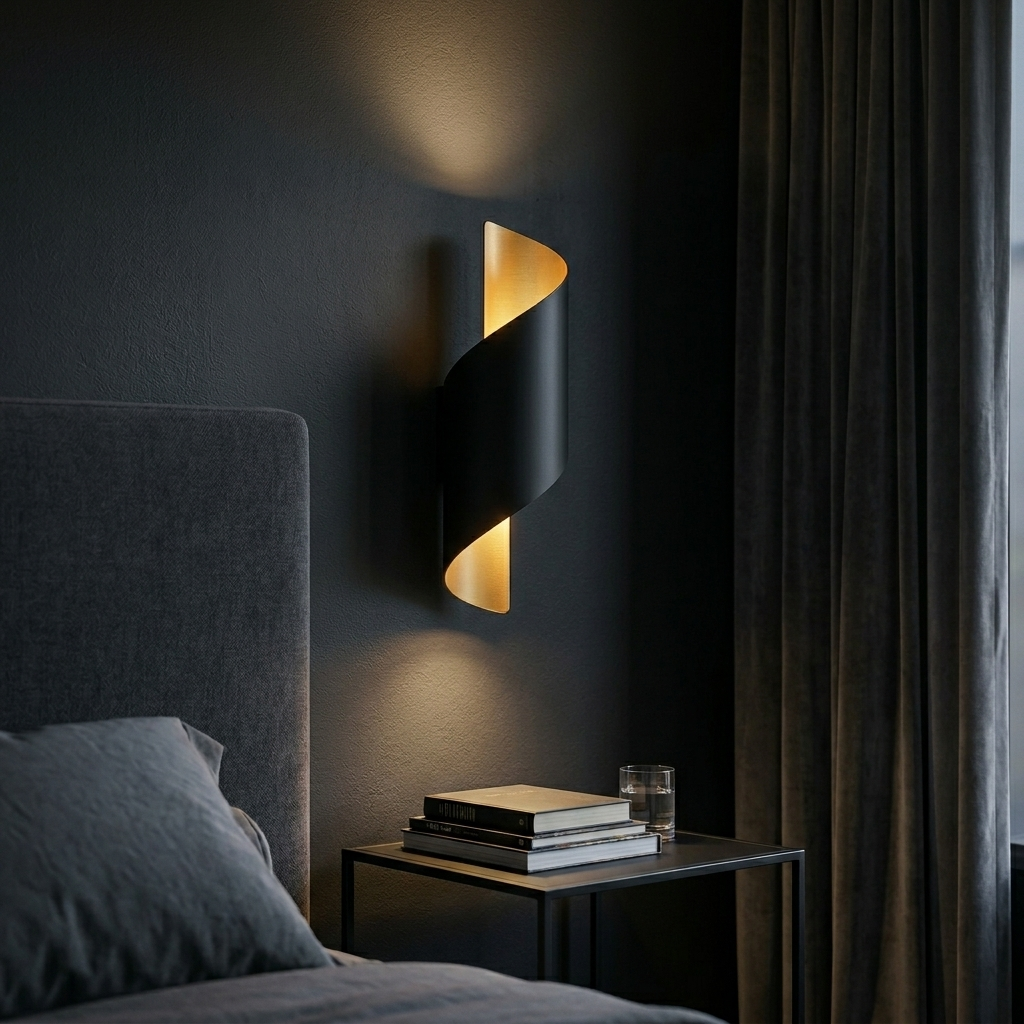 Spiral Up-Down Wall Sconce in Black Gold