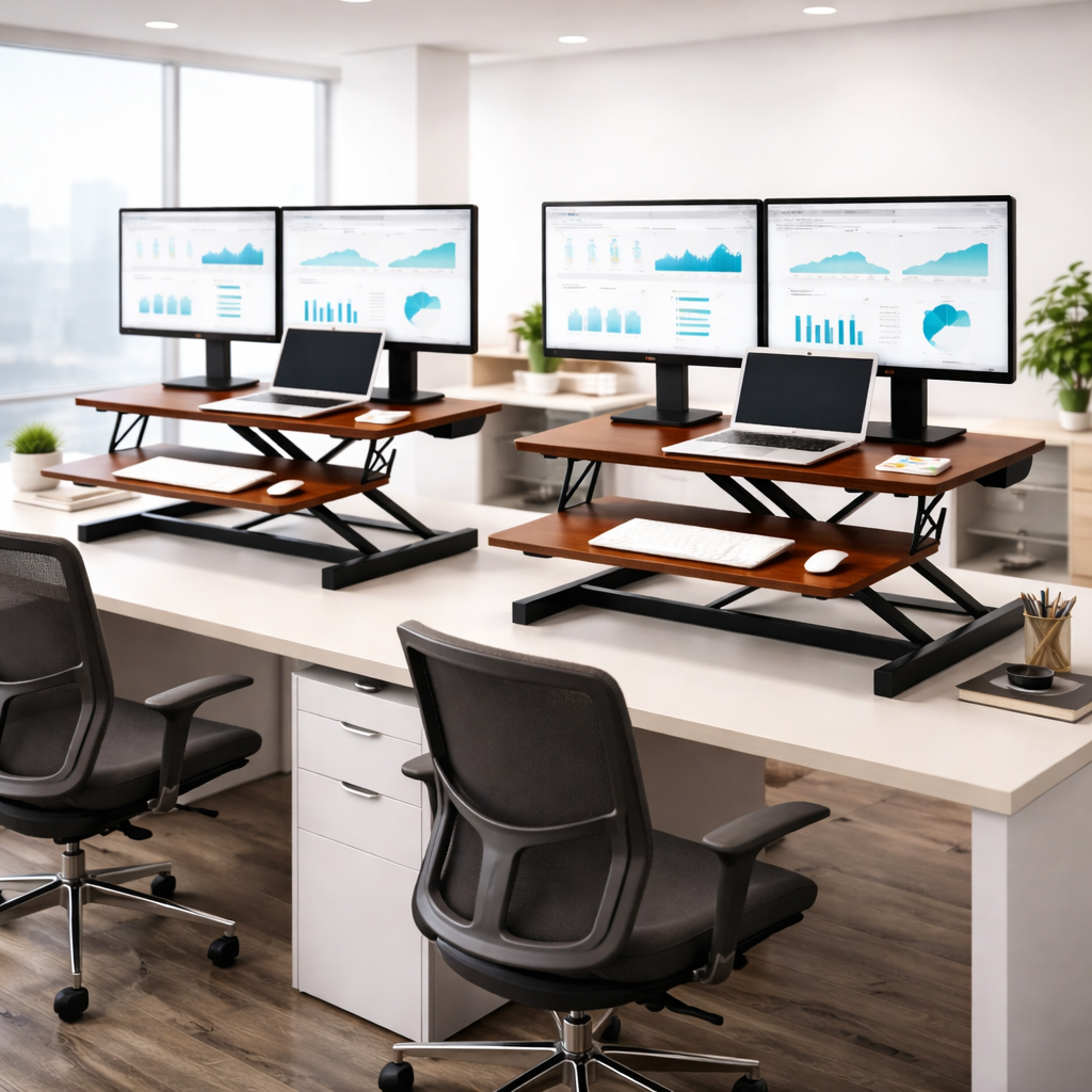 32 inch Height-Adjustable Standing Desk Converter, styled hero shot 2