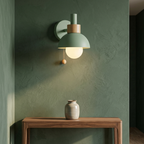Nordic Wood Dome Wall Sconce in Green