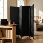 Foldable Iron Partition divider in a work-from-home office, black