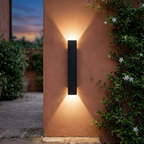 Linear Up-Down Wall Light on a courtyard wall