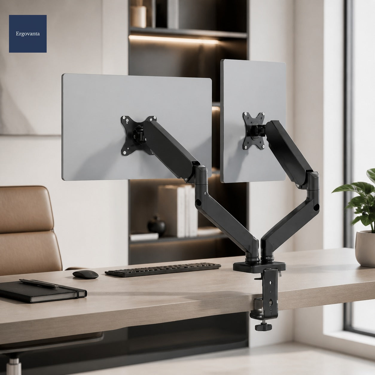 Dual Monitor Arm Mount - Gas Spring Adjustable Desk Setup for 13-32 inch Screens