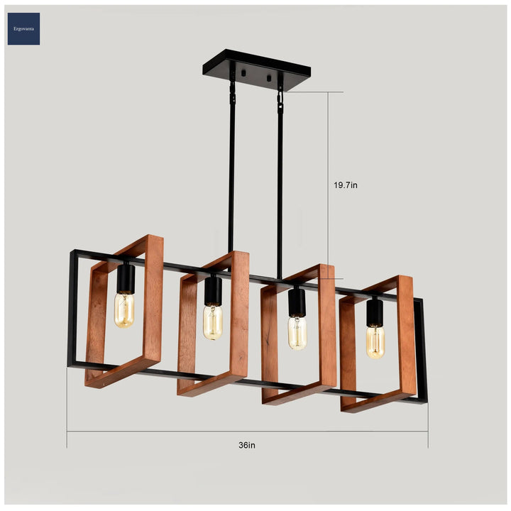 4-Light Rectangular Pendant Chandelier scene 4