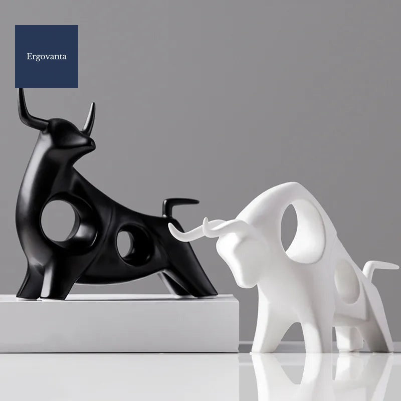 Porcelain Charging Bull Sculpture