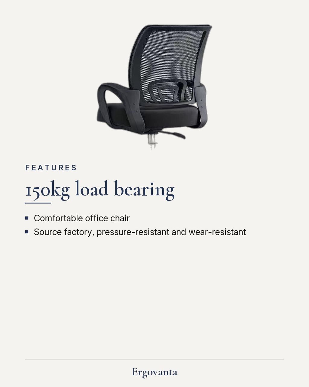 Ergovanta editorial card for the mesh mid-back task chair