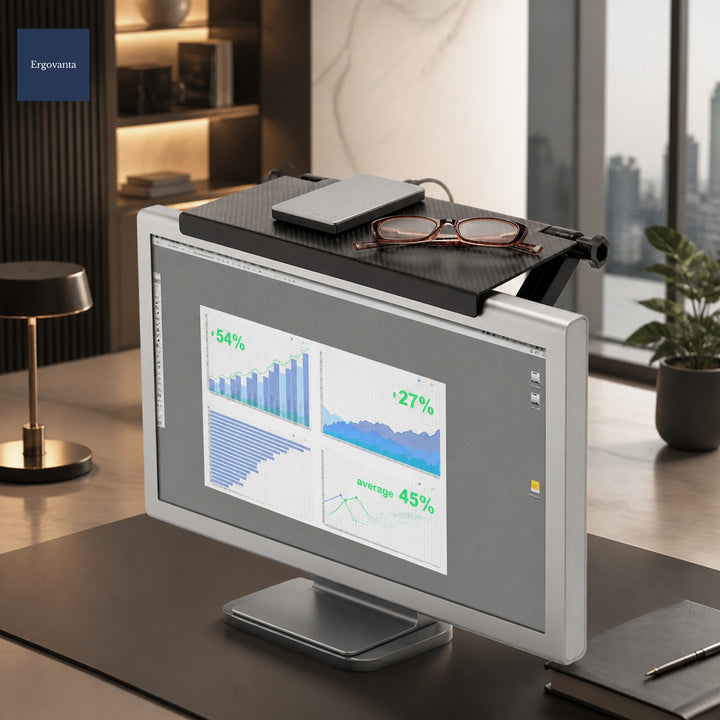 Monitor Top Storage Shelf - Adjustable Screen Organizer Riser