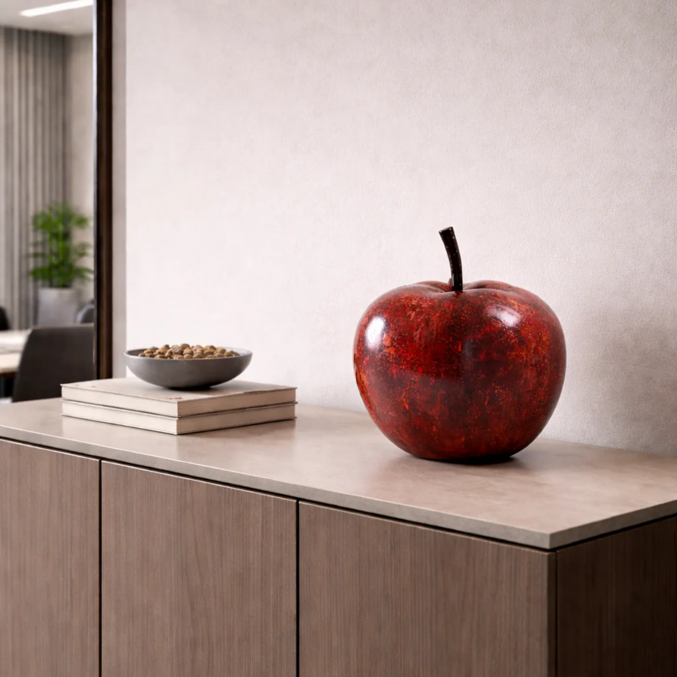 Hand-Painted Apple Sculpture, Red