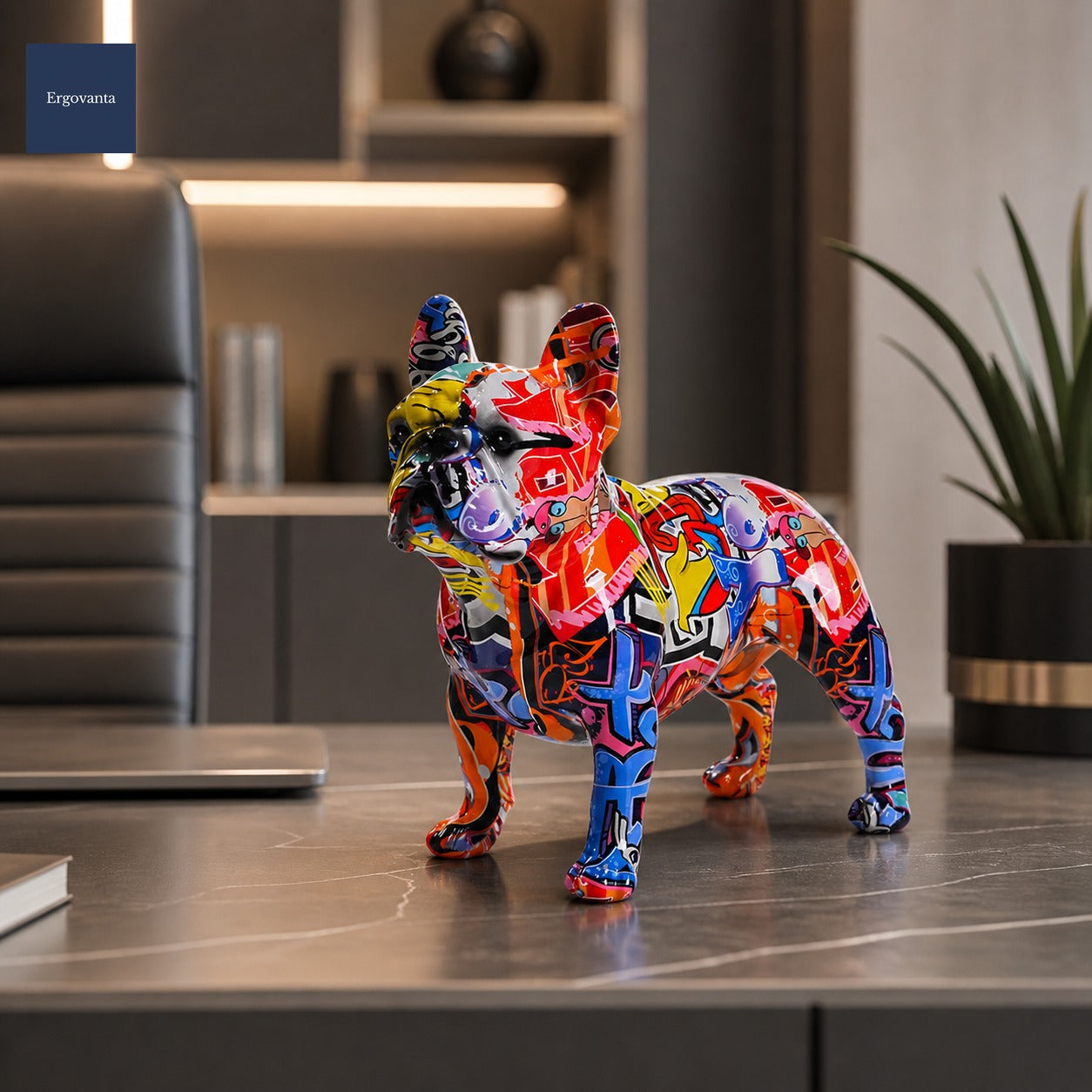 Modern Bulldog Resin Sculpture
