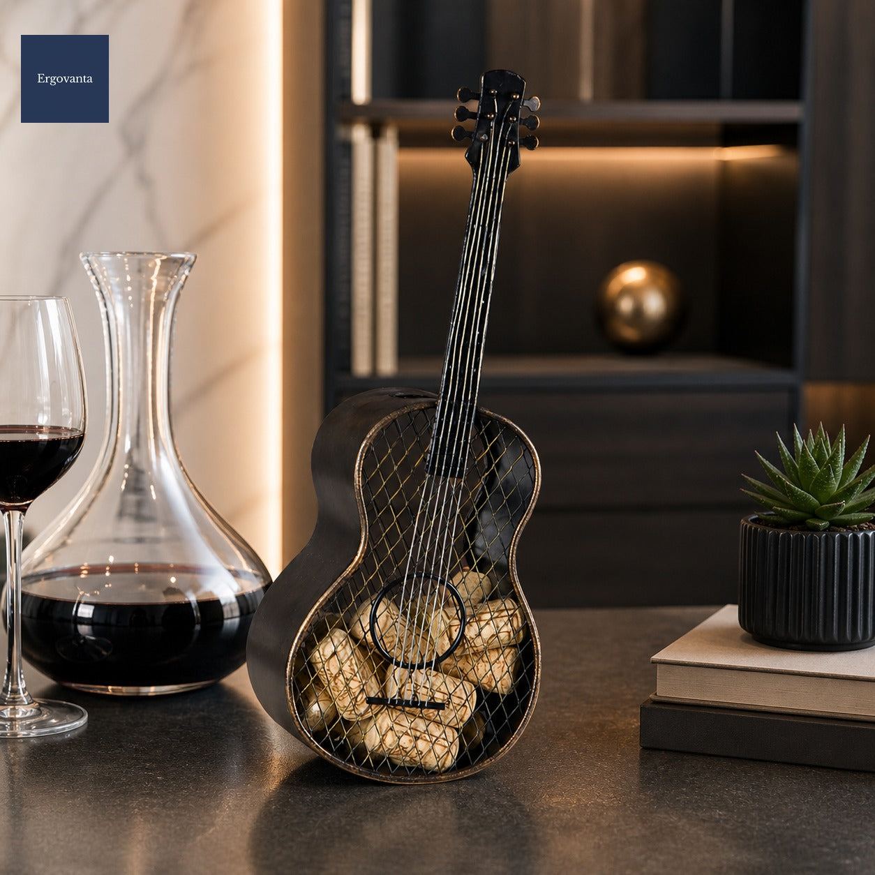 Guitar Wine Stopper - Handmade Metal Bar Decor