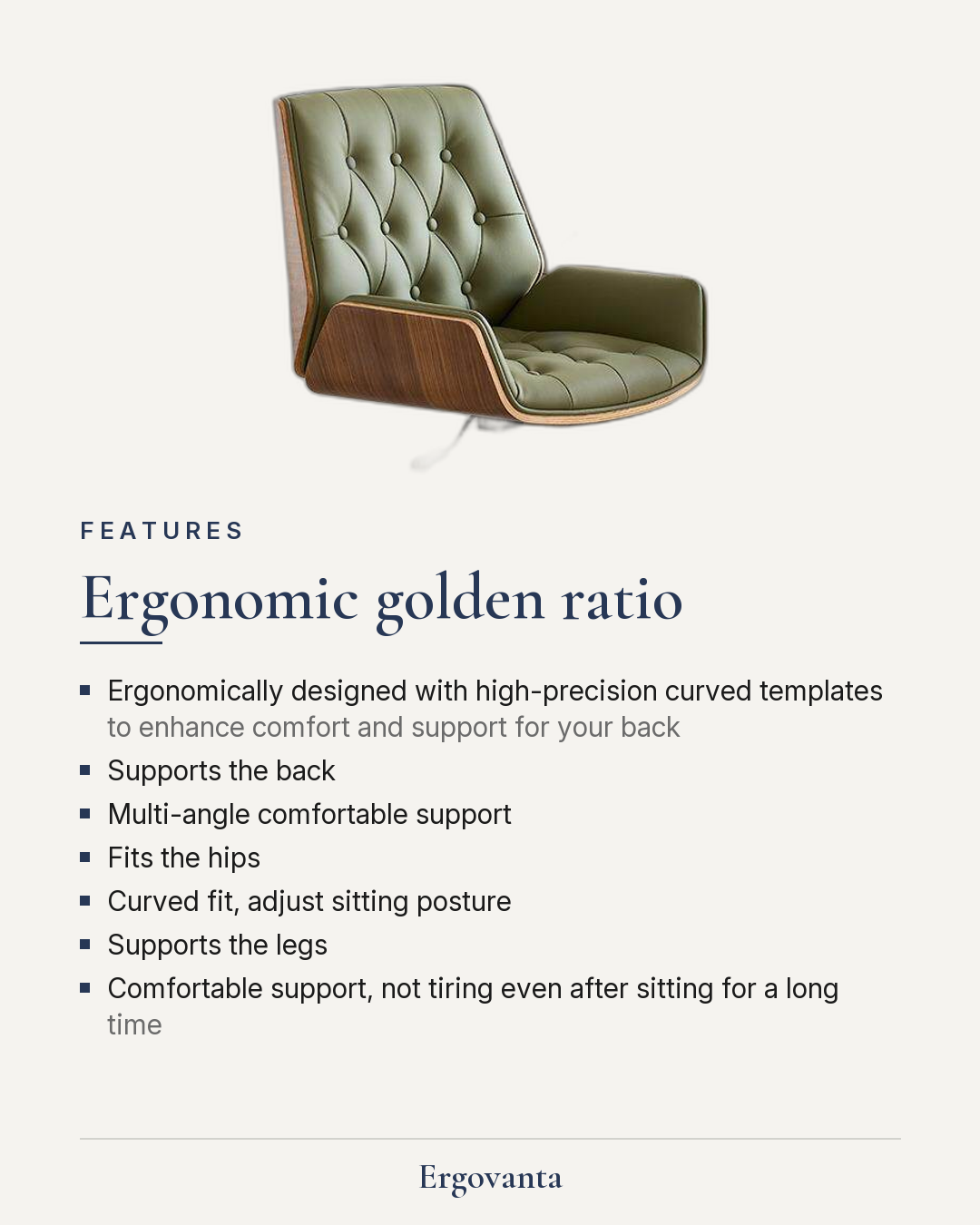 Bentwood tufted office chair editorial card