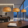 Japanese Bamboo Woven Pendant Light, styled hero shot