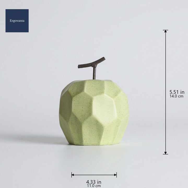Faceted Porcelain Apple Sculpture - Green variant dimensions: 4.33 x 5.51 in (11 x 14 cm)