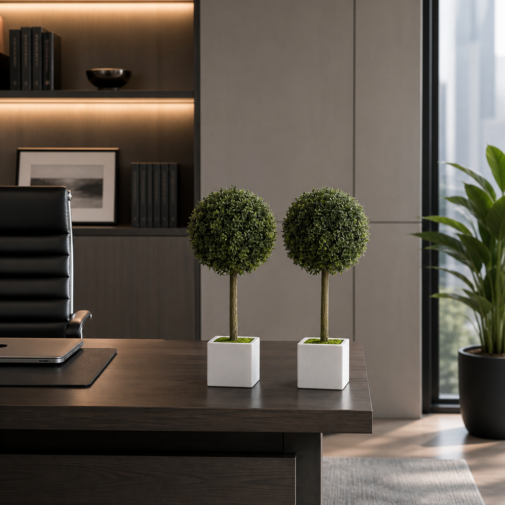 Boxwood Topiary Set (2-Piece), styled hero shot 2