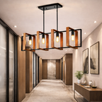 4-Light Rectangular Pendant Chandelier, styled hero shot 3