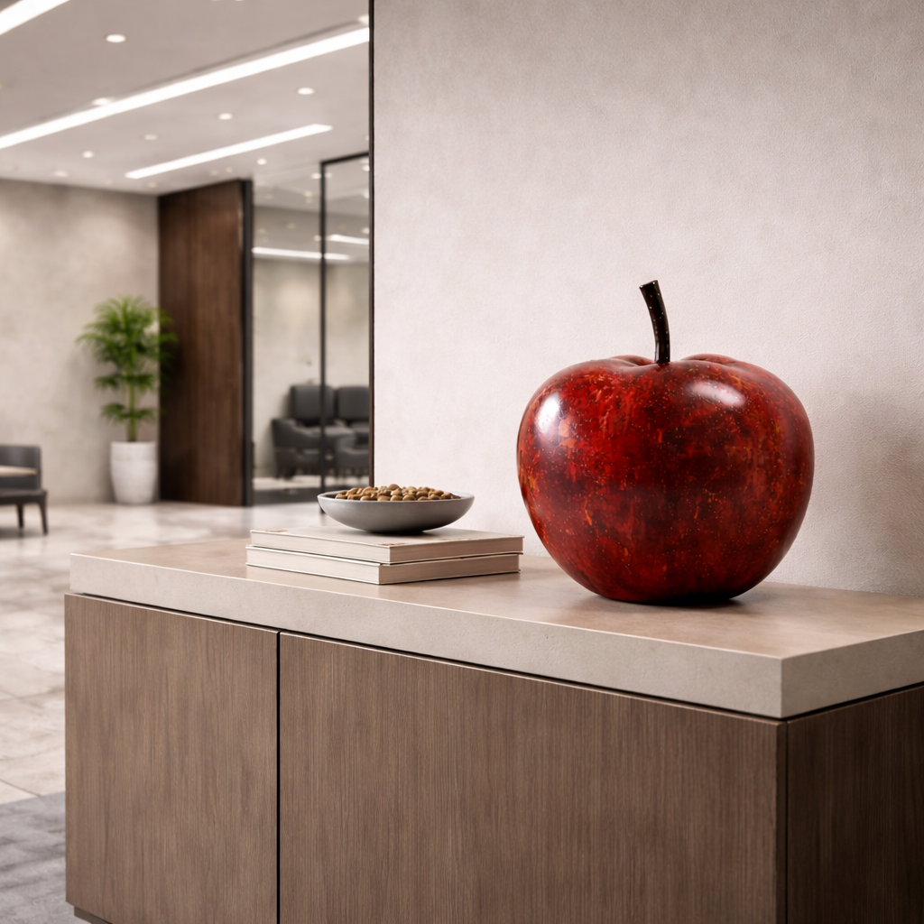 Hand-Painted Apple Sculpture, Red 2