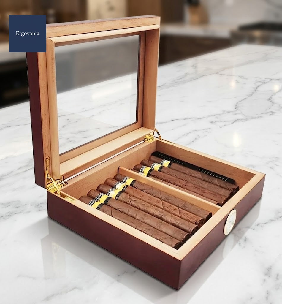 Cedar cigar box detail view