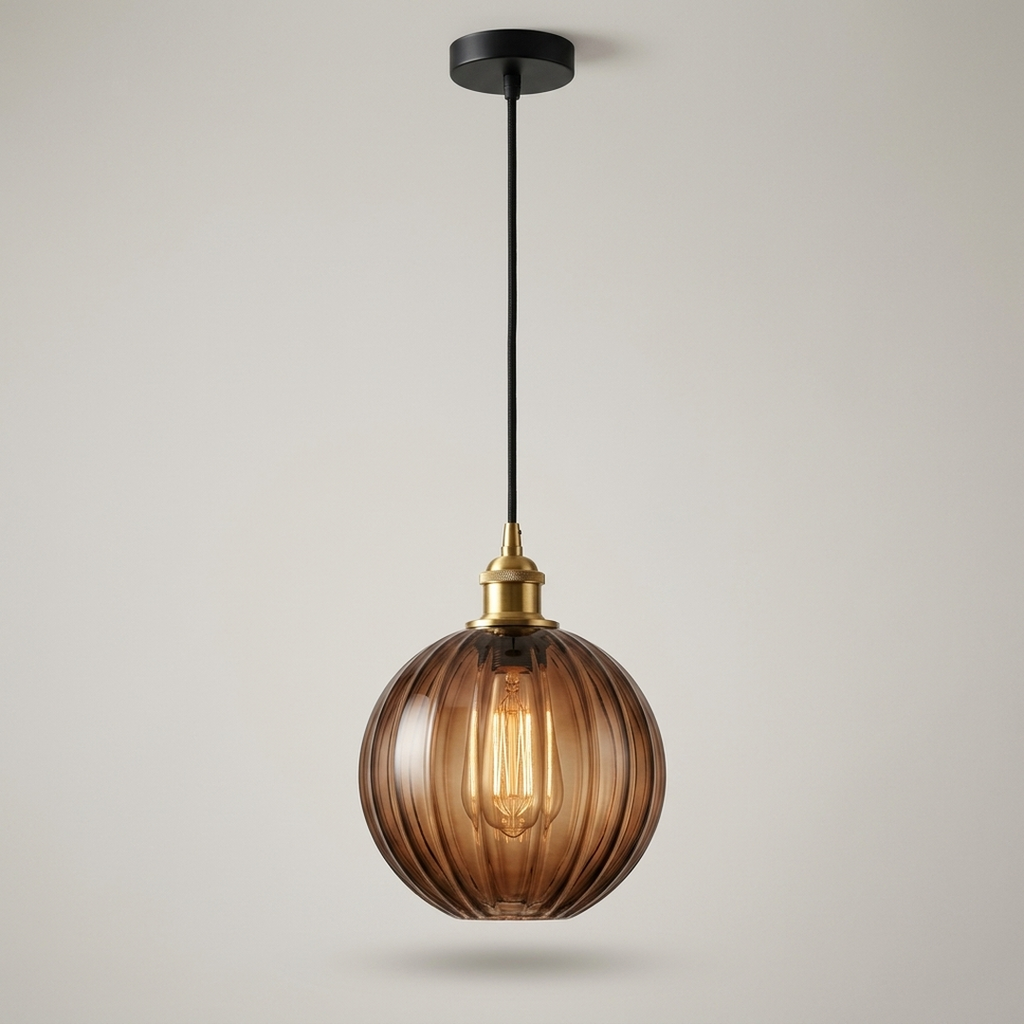 Glass Pendant, Globe Coffee Brown