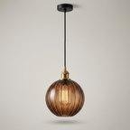 Glass Pendant, Globe Coffee Brown