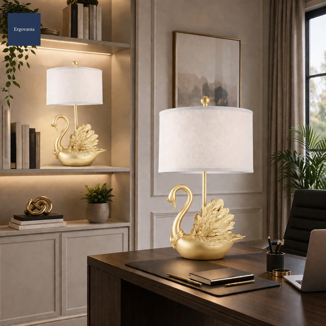 Golden Swan Table Lamp Set scene 3