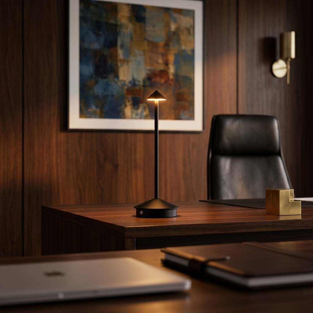 Modernist Aluminum Desk Lamp, Black
