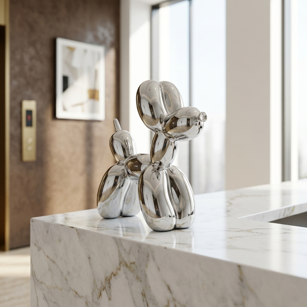Chrome Balloon Dog Sculpture, Silver