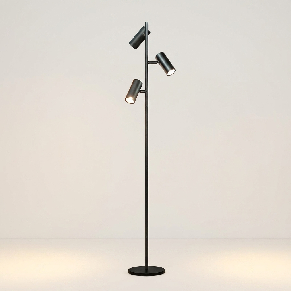 Three-Head Floor Light black studio shot