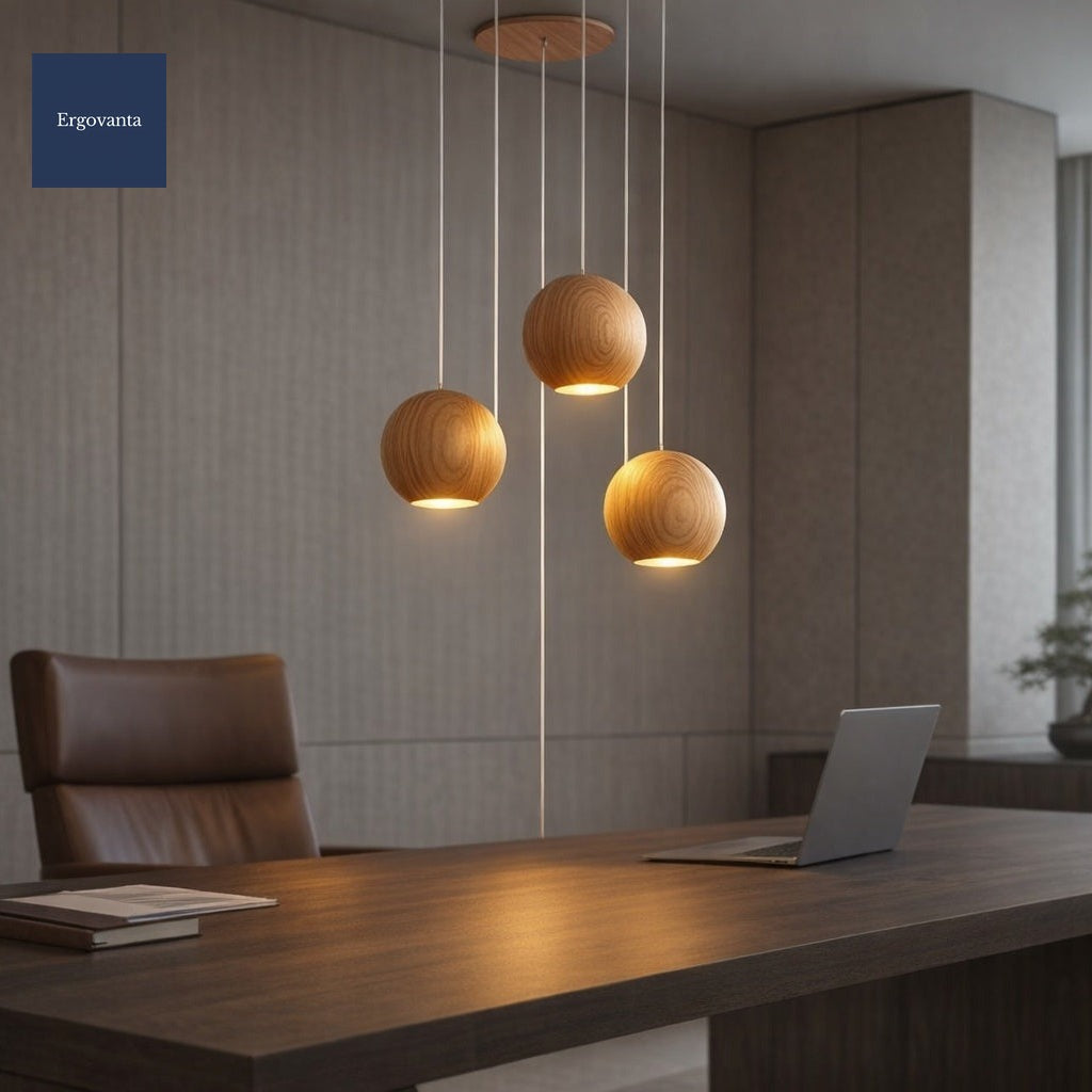 Nordic Solid Wood Globe Office Chandelier scene