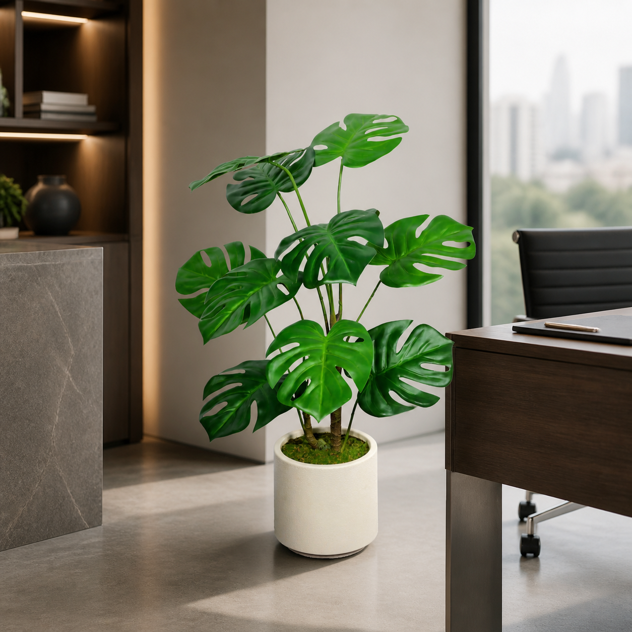 Artificial Monstera Plant Set (2 Piece), styled hero shot 2