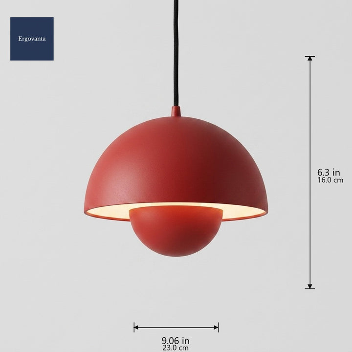 Red Sculptural Bud Pendant dimensions: 23 cm wide x 16 cm tall (9.06 x 6.30 in)