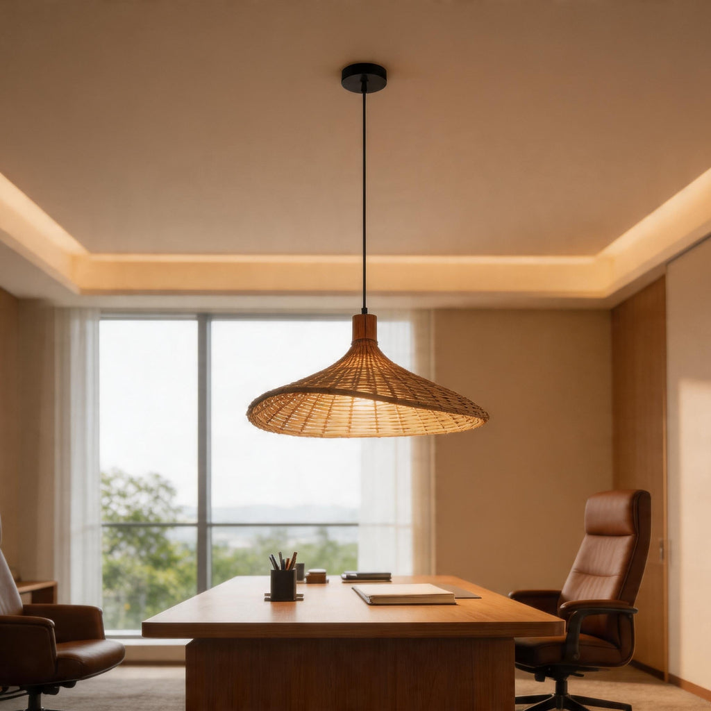 Japanese-Style Bamboo Pendant Light, styled hero shot 2