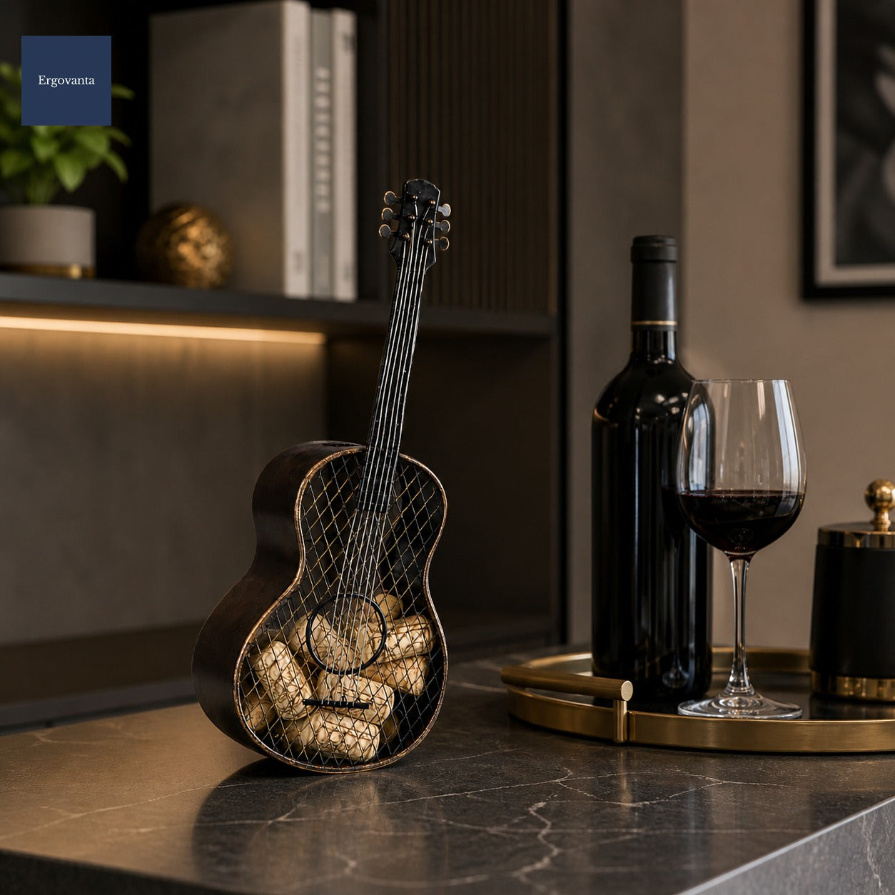 Guitar Wine Stopper - Handmade Metal Bar Decor